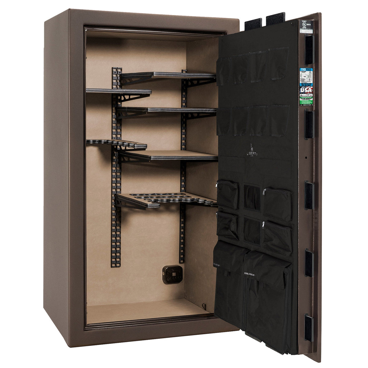 Franklin Series | Level 5 Security | 110 Minute Fire Protection | 40 | DIMENSIONS: 66.5&quot;(H) X 36&quot;(W) X 27.5&quot;(D*) | Textured Bronze | ProFlex Modular Shelving – Open Door Empty